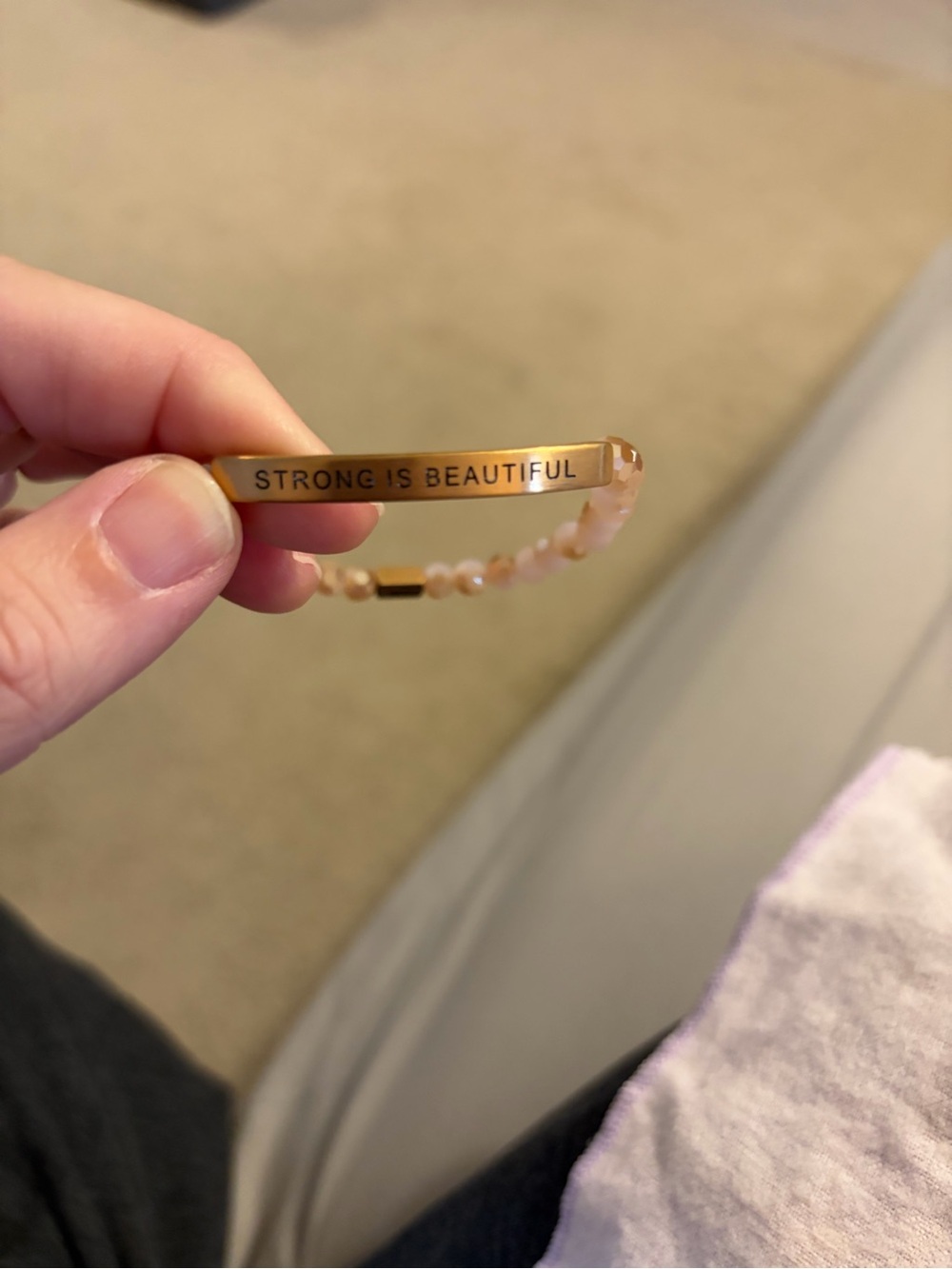 Gold Inspirational Beaded Bracelet – STRONG IS BEAUTIFUL